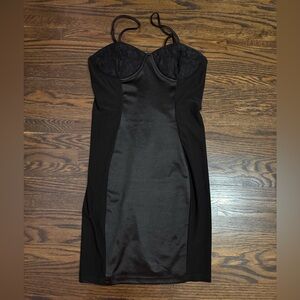 Elegant Black mini dress lace sheer